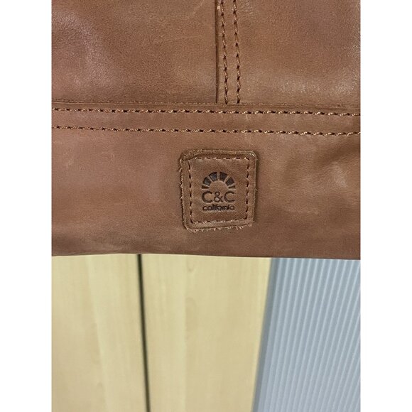 C & C California Leather Bag Satchel Crossbody Tote Womens Tan Brown Casual Boho - Picture 3 of 10